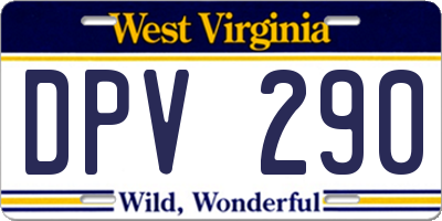 WV license plate DPV290