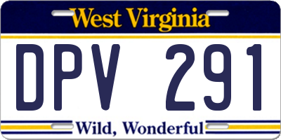 WV license plate DPV291