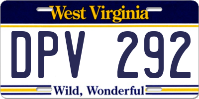 WV license plate DPV292