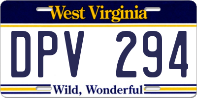 WV license plate DPV294