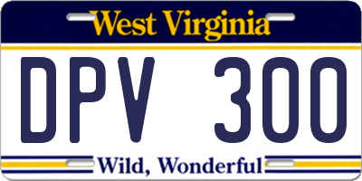 WV license plate DPV300