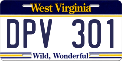 WV license plate DPV301