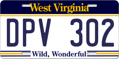 WV license plate DPV302