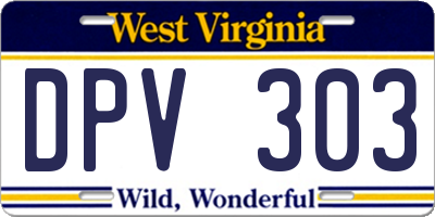 WV license plate DPV303