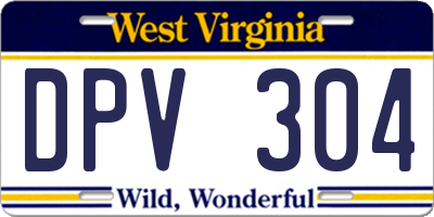 WV license plate DPV304