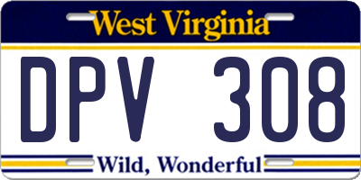 WV license plate DPV308