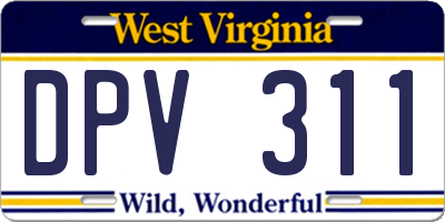 WV license plate DPV311