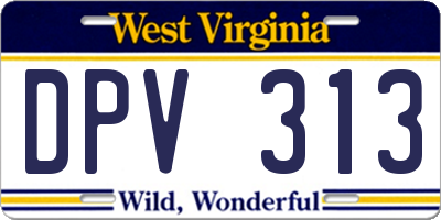 WV license plate DPV313