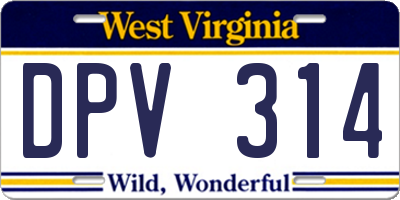 WV license plate DPV314