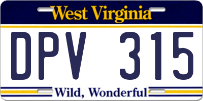 WV license plate DPV315