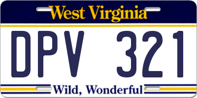 WV license plate DPV321