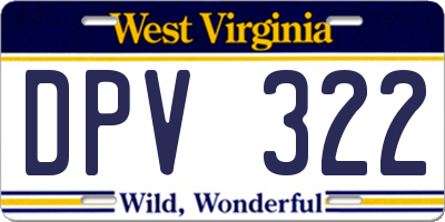 WV license plate DPV322
