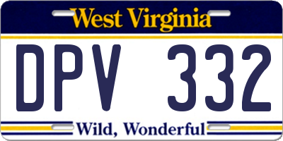 WV license plate DPV332