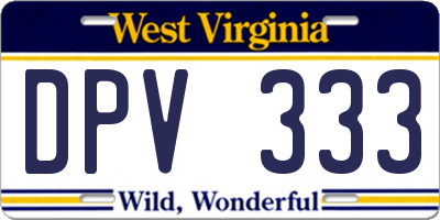 WV license plate DPV333