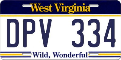 WV license plate DPV334
