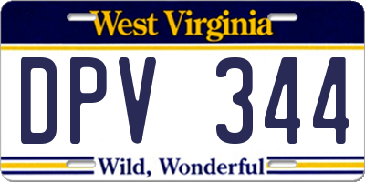 WV license plate DPV344