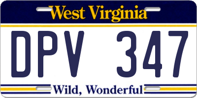 WV license plate DPV347