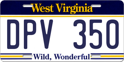 WV license plate DPV350