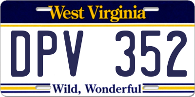 WV license plate DPV352