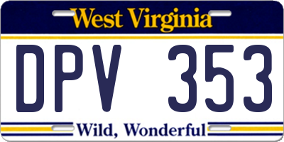 WV license plate DPV353