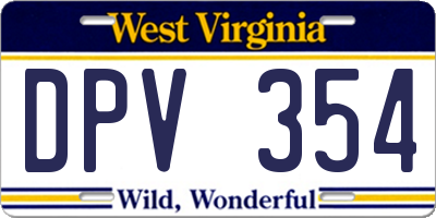 WV license plate DPV354