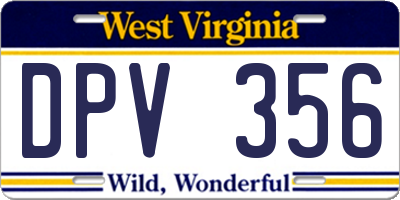 WV license plate DPV356