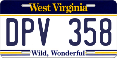 WV license plate DPV358