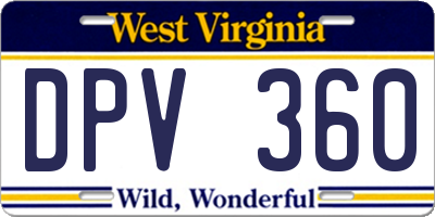 WV license plate DPV360