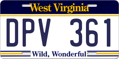 WV license plate DPV361