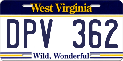 WV license plate DPV362