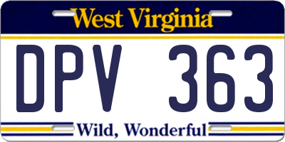 WV license plate DPV363