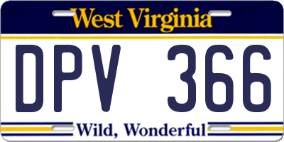 WV license plate DPV366