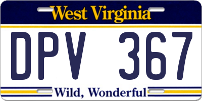 WV license plate DPV367