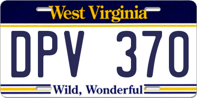 WV license plate DPV370
