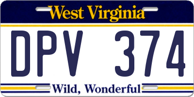 WV license plate DPV374