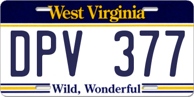 WV license plate DPV377