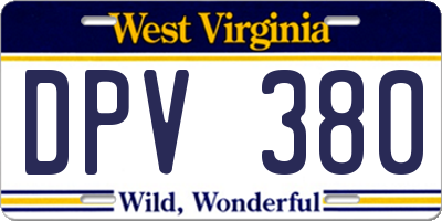 WV license plate DPV380