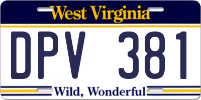 WV license plate DPV381
