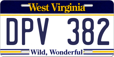 WV license plate DPV382