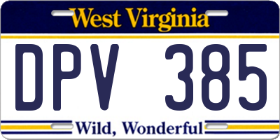 WV license plate DPV385