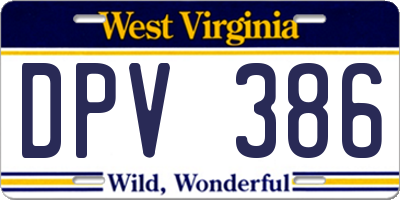 WV license plate DPV386