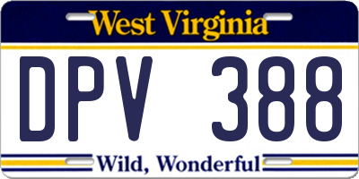 WV license plate DPV388