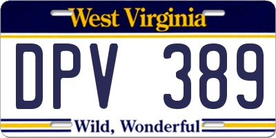 WV license plate DPV389
