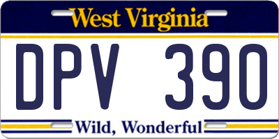WV license plate DPV390