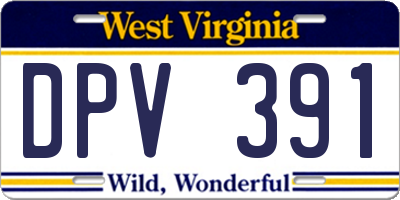 WV license plate DPV391