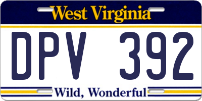 WV license plate DPV392