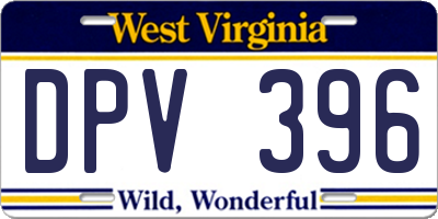 WV license plate DPV396