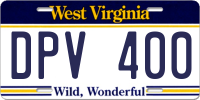 WV license plate DPV400