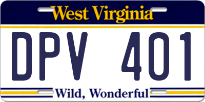 WV license plate DPV401