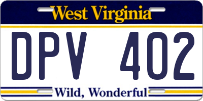 WV license plate DPV402
